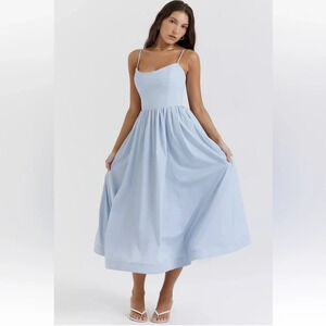 HOUSE OF CB 'Lolita' Soft Blue Corset Sundress Midi